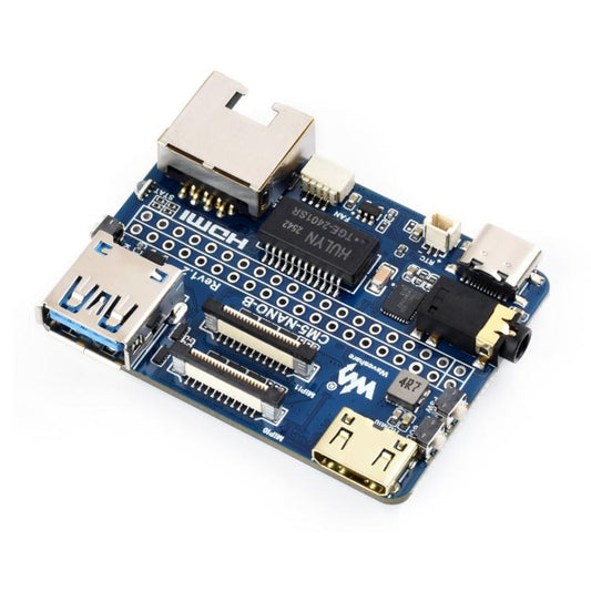 Waveshare For Raspberry Pi Ultra-Mini Expansion Board Type B USB 3.2 Gigabit Ethernet Dual MIPI, Unsoldered Pin Headers, Soldered Pin Headers