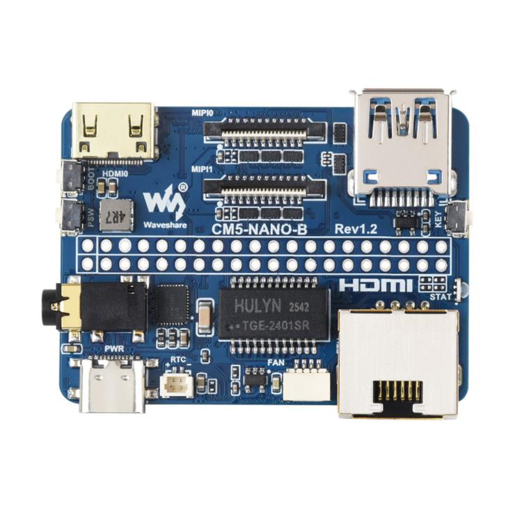 Waveshare For Raspberry Pi Ultra-Mini Expansion Board Type B USB 3.2 Gigabit Ethernet Dual MIPI, Unsoldered Pin Headers, Soldered Pin Headers
