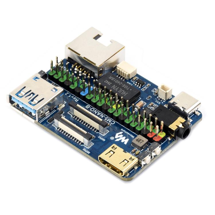 Waveshare For Raspberry Pi Ultra-Mini Expansion Board Type B USB 3.2 Gigabit Ethernet Dual MIPI, Unsoldered Pin Headers, Soldered Pin Headers