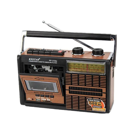 KNSTAR FP-319BT FM/AM/SW1-2 Bluetooth Portable Radio Card-Insertable High-Volume Cassette Player, EU