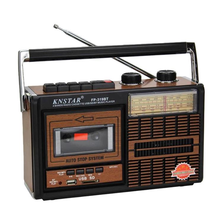 KNSTAR FP-319BT FM/AM/SW1-2 Bluetooth Portable Radio Card-Insertable High-Volume Cassette Player, EU