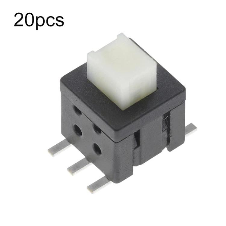 20pcs 5.8 X 5.8mm Tactile Switch Flat Head Dual-Row 6-Pin Power Button, Latching, Non-Latching