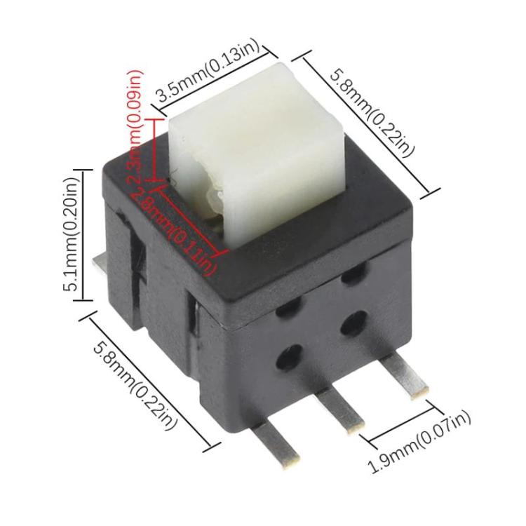 20pcs 5.8 X 5.8mm Tactile Switch Flat Head Dual-Row 6-Pin Power Button, Latching, Non-Latching