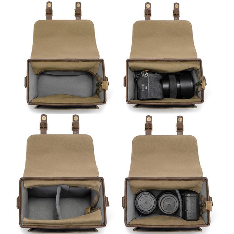 Cwatcun D181 Retro Single Shoulder Camera Bag Casual Mirrorless / DSLR Camera Canvas Bag, Small Brown, Medium Brown