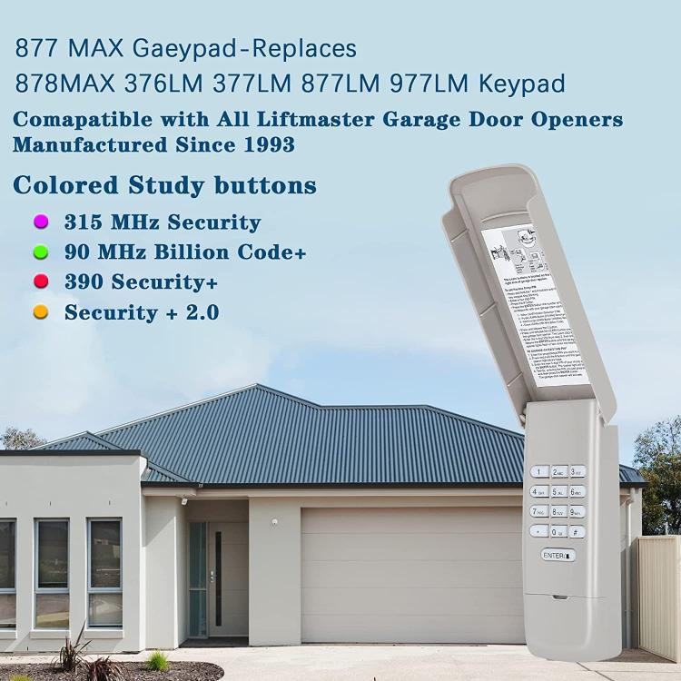 For Liftmaster 877MAX Garage Door Keypad Wireless Opener