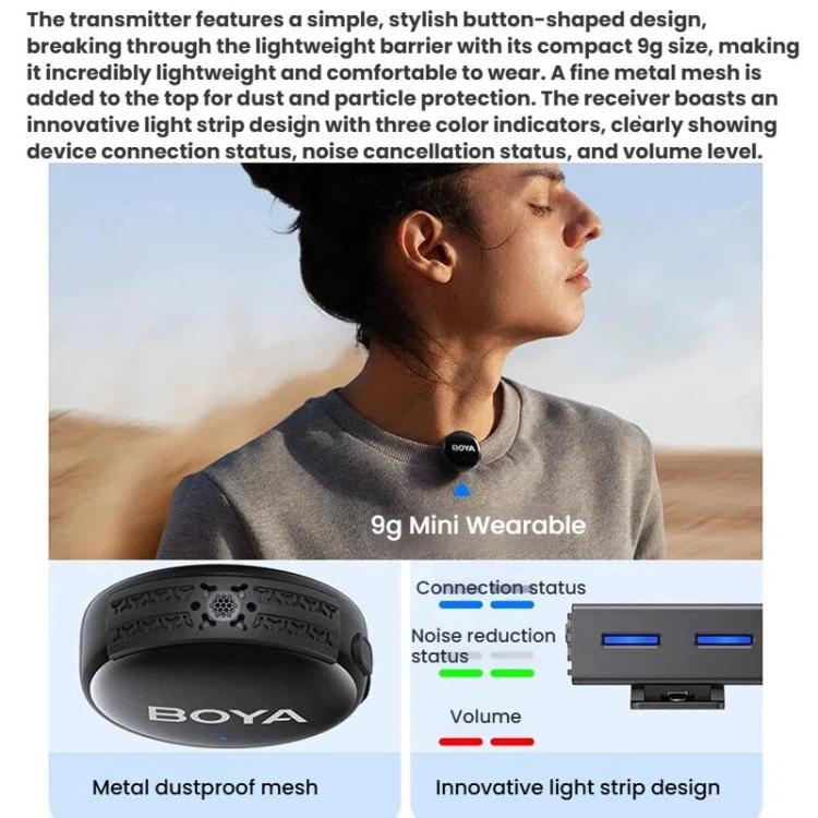 Button Wireless Lapel Microphone AI Noise Reduction With Hi-Fi Sound Quality Mobile Live Streaming Microphone, BOYA LINK3-02 Type-C, BOYA LINK3-01 Type-C+8 Pin