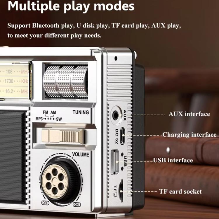 MD-979S Portable Solar Powered Bluetooth Speaker Multi-Function Outdoor Antenna Radio