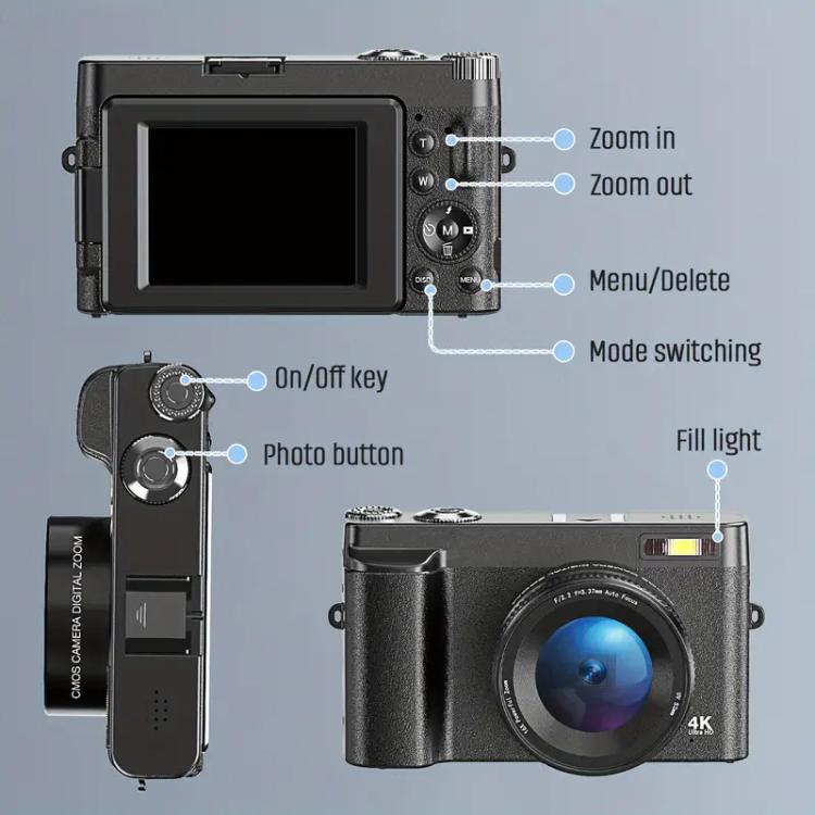 DC101 HD Retro Digital Camcorder Camera Portable Micro DSLR Camera, Single Camera, With 32G Memory Card, With 64G Memory Card, With 128G Memory Card