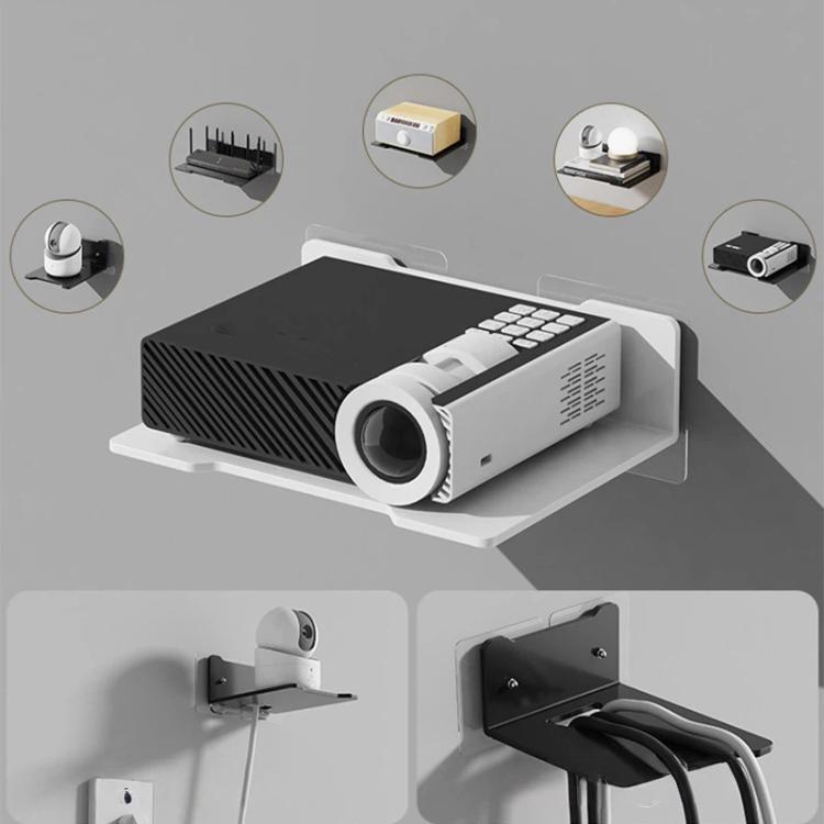 No Drill Wall Mount Shelf Carbon Steel Organizer for Projector, Camera, Router, TV Set-Top Box with Cable Hole Design, Small Black, Medium Black, Large Black, Small White, Medium White