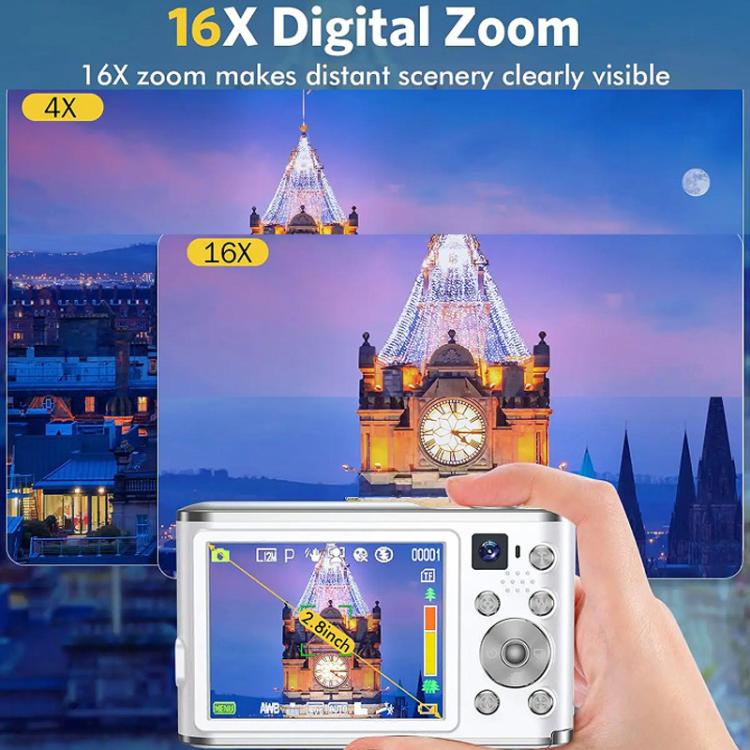 HD 4K Dual Lens Selfie Digital Camera Portable Card-Style CCD Student Camera, Black, White, Black+32G Memory Card, White+32G Memory Card
