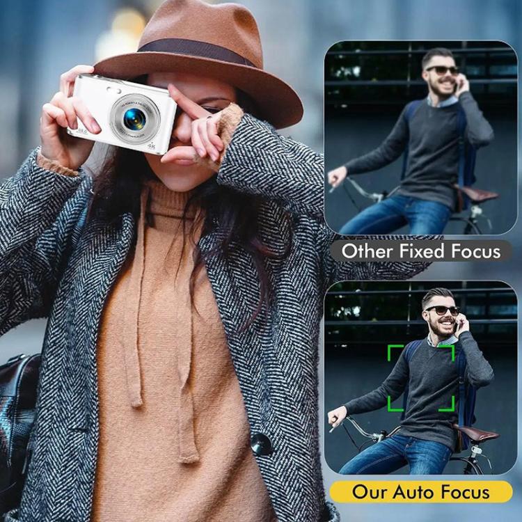 HD 4K Dual Lens Selfie Digital Camera Portable Card-Style CCD Student Camera, Black, White, Black+32G Memory Card, White+32G Memory Card
