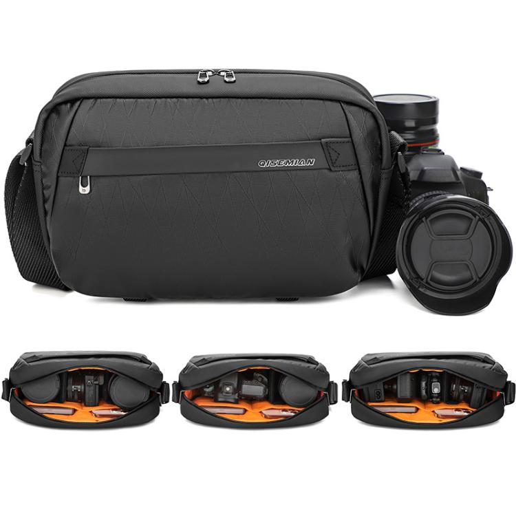 QISEMIAN Men Messenger Camera Bag Water-Resistant DSLR Photography Sling Bag With Removable Dividers & Tripod Mount