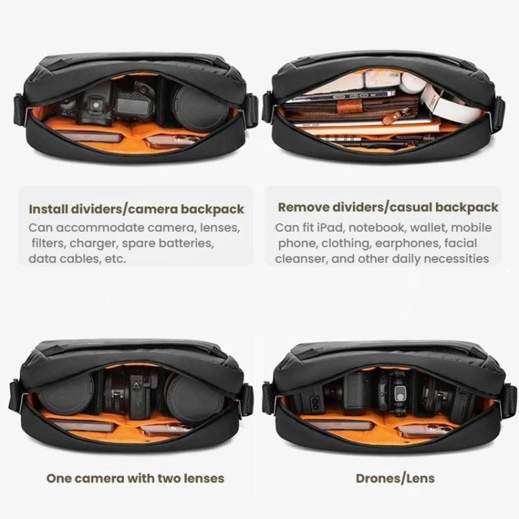 QISEMIAN Men Messenger Camera Bag Water-Resistant DSLR Photography Sling Bag With Removable Dividers & Tripod Mount