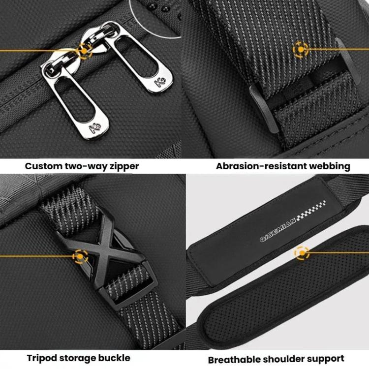 QISEMIAN Men Messenger Camera Bag Water-Resistant DSLR Photography Sling Bag With Removable Dividers & Tripod Mount