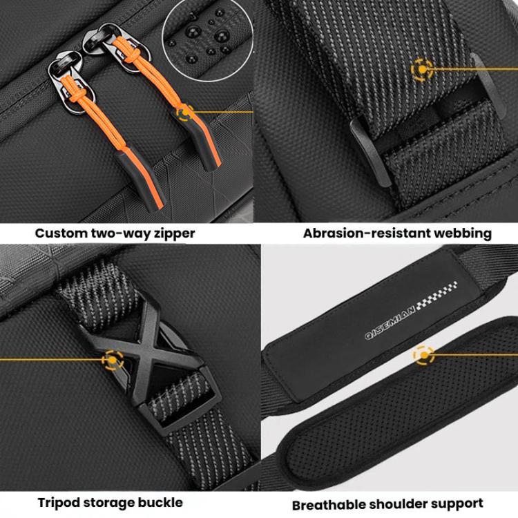 QISEMIAN XK110 Men Messenger Camera Bag Water-Resistant DSLR Photography Sling Bag With Removable Dividers & Tripod Mount