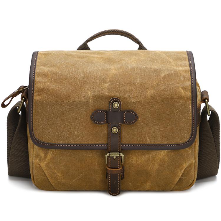 Waxed Canvas Camera Messenger Bag with Adjustable Dividers for DSLR Photography and Travel, L Dusty Yellow, L Army Green, L Deep Gray, S Army Green, S Dusty Yellow, S Deep Gray