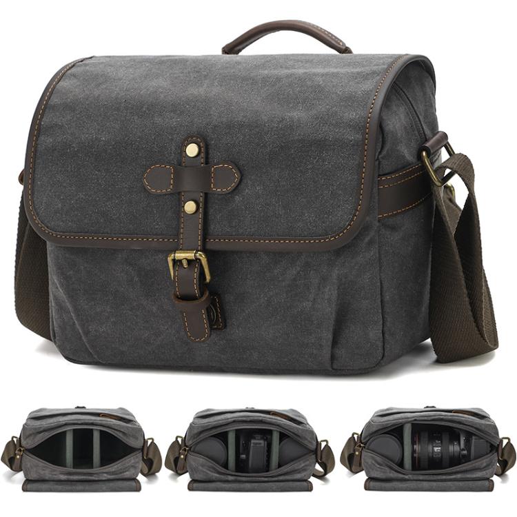 Waxed Canvas Camera Messenger Bag with Adjustable Dividers for DSLR Photography and Travel, L Dusty Yellow, L Army Green, S Army Green, S Dusty Yellow, S Deep Gray