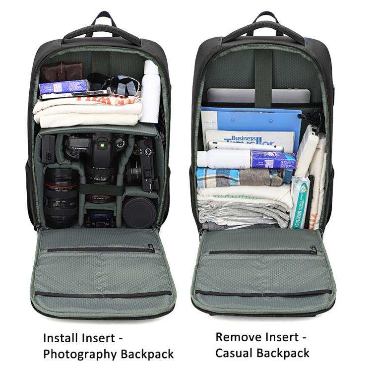 QISEMIAN Photography Backpack with Removable Insert, Dry-Wet Separation Zone, Customizable Dividers for Cameras & 16-Inch Laptop
