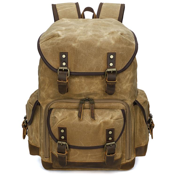 Waxed Canvas Photography Backpack Retro Double-Shoulder Bag For Mirrorless Camera And Laptop