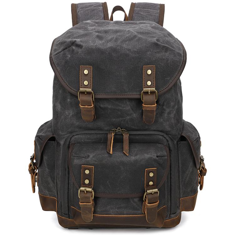 Waxed Canvas Photography Backpack Retro Double-Shoulder Bag For Mirrorless Camera And Laptop