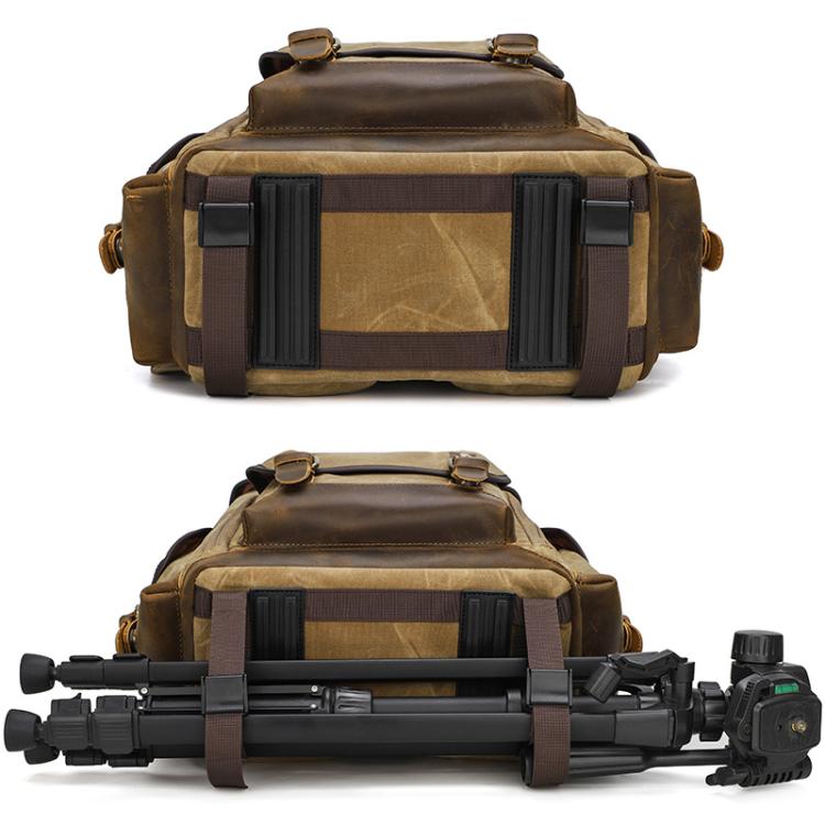 Waxed Canvas Photography Backpack Retro Double-Shoulder Bag For Mirrorless Camera And Laptop