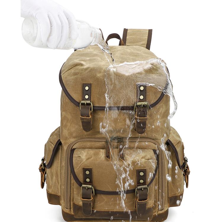 Waxed Canvas Photography Backpack Retro Double-Shoulder Bag For Mirrorless Camera And Laptop