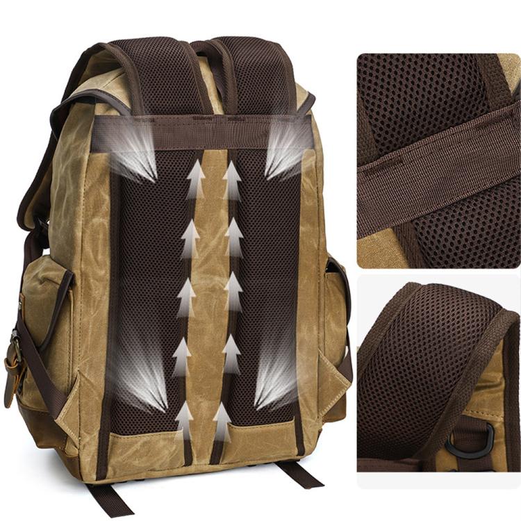 Waxed Canvas Photography Backpack Retro Double-Shoulder Bag For Mirrorless Camera And Laptop