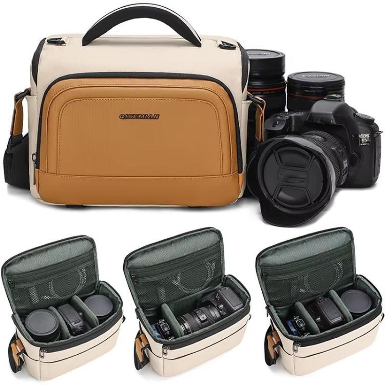 QISEMIAN Crossbody Camera Bag Water-Resistant Sling Messenger Bag With Tripod Mount & Luggage Strap, XK0042 Orange, XK0042 Green