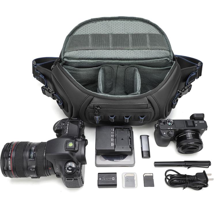 QISEMIAN Chest Shoulder Camera Bag For Men with Removable Dividers Urban Commute Messenger Bag