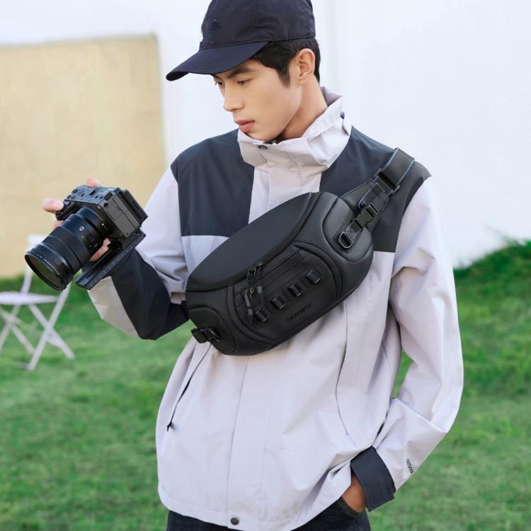 QISEMIAN Chest Shoulder Camera Bag For Men with Removable Dividers Urban Commute Messenger Bag
