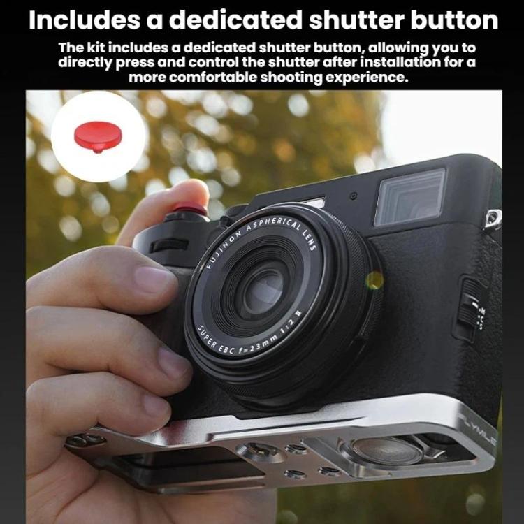 For Fujifilm X100VI Flymile Camera L-Shaped Handgrip With Cold Shoe Thumb Rest Bracket, For Fujifilm X100VI Silver Walnut, For Fujifilm X100VI Black Ebony
