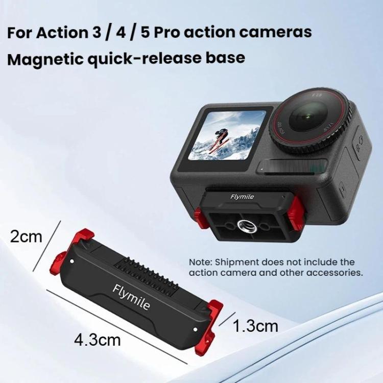 For DJI Osmo Action 3 / 4 / 5 Pro Flymile Magnetic Quick-Release Expansion Adapter Base, For DJI Osmo Action 3 / 4 / 5 Pro