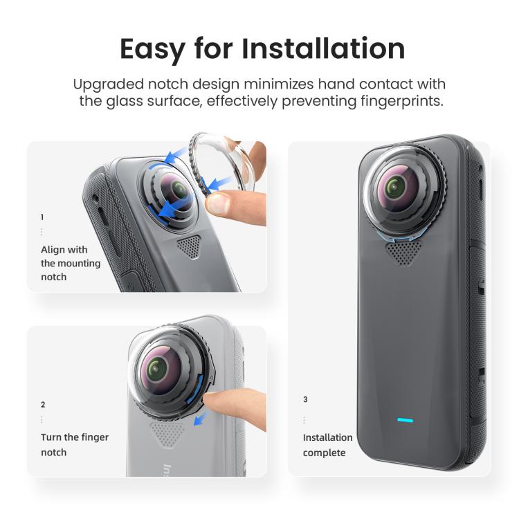 For Insta360 X4 Air AMagisn Standard Lens Guards Snap-On Protective Glass Lens Protector Replacement Accessory