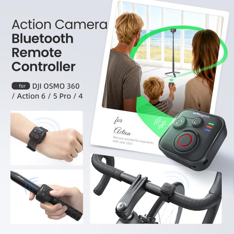 aMagisn Bluetooth Remote Shutter for DJI Osmo Action 6/Action 5 Pro/Action 4/Osmo 360, AA28