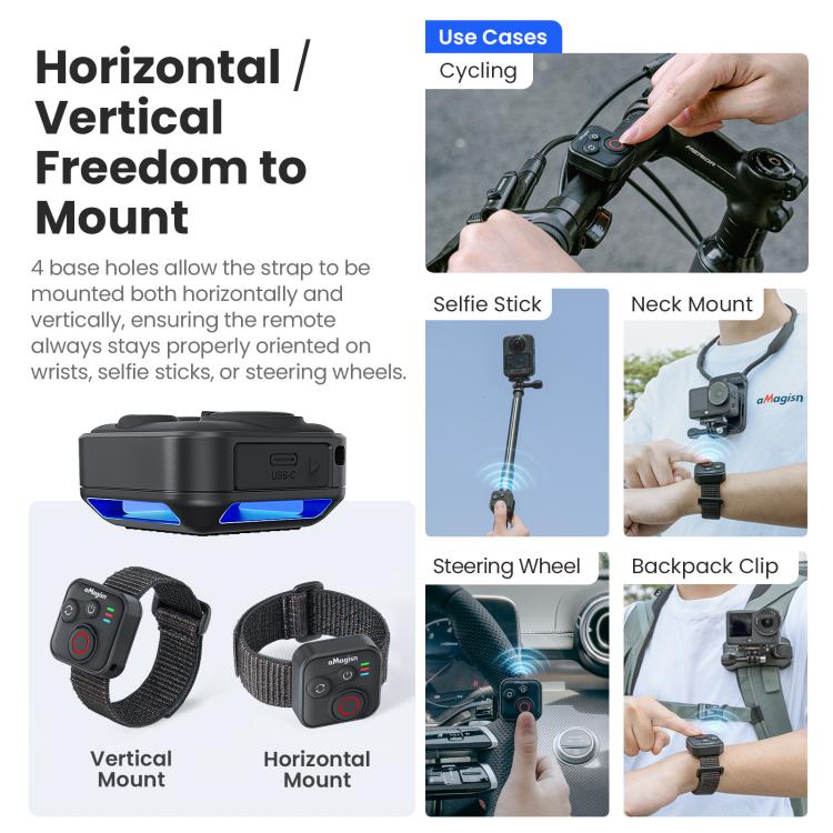 aMagisn Bluetooth Remote Shutter for DJI Osmo Action 6/Action 5 Pro/Action 4/Osmo 360, AA28