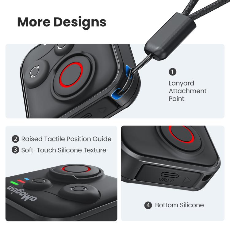 aMagisn Bluetooth Remote Shutter for DJI Osmo Action 6/Action 5 Pro/Action 4/Osmo 360, AA28