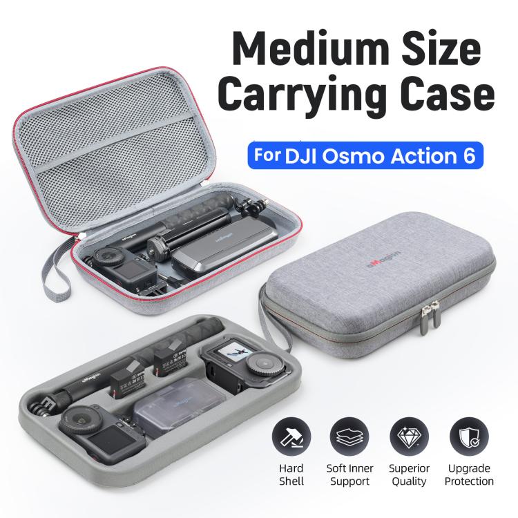 For DJI Osmo Action 6 aMagisn Medium Hard Shell Carrying Case with Removable Foam Insert, For DJI Osmo Action 6