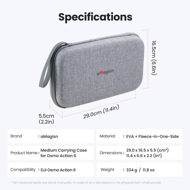 For DJI Osmo Action 6 aMagisn Medium Hard Shell Carrying Case with Removable Foam Insert, For DJI Osmo Action 6