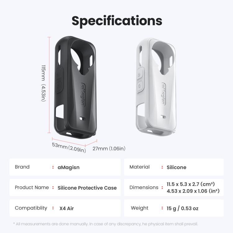 For Insta360 X4 Air Camera, aMagisn Silicone Case Black, aMagisn Silicone Case Gray, aMagisn Silicone Case & Lens Cap Black, aMagisn Silicone Case & Lens Cap Gray