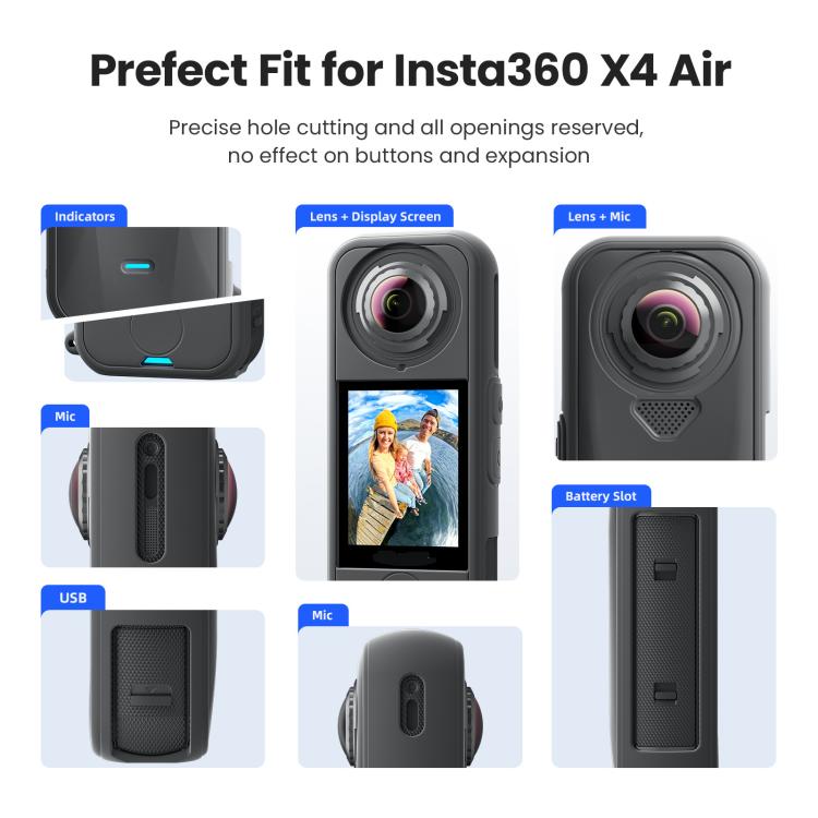 For Insta360 X4 Air Camera, aMagisn Silicone Case Black, aMagisn Silicone Case Gray, aMagisn Silicone Case & Lens Cap Black, aMagisn Silicone Case & Lens Cap Gray