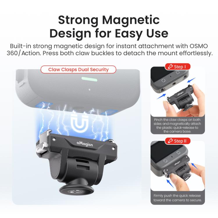 AMagisn Adjustable Quick Release Adapter For DJI Osmo 360/Action 5 Pro/4/3 - 4-Level Fast Perspective Switch, PD15