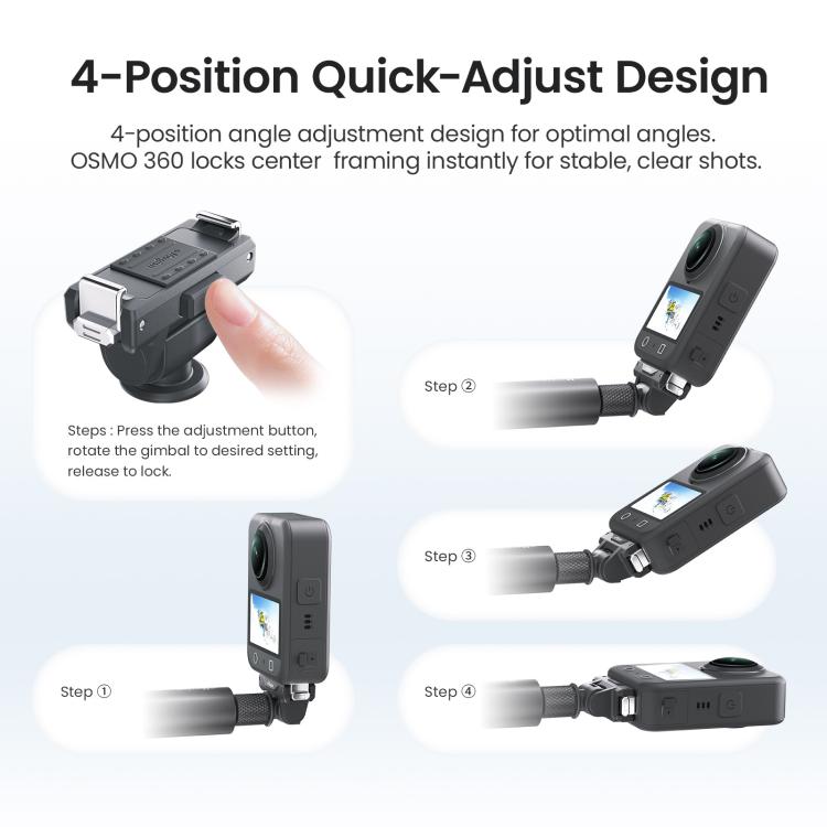 AMagisn Adjustable Quick Release Adapter For DJI Osmo 360/Action 5 Pro/4/3 - 4-Level Fast Perspective Switch, PD15