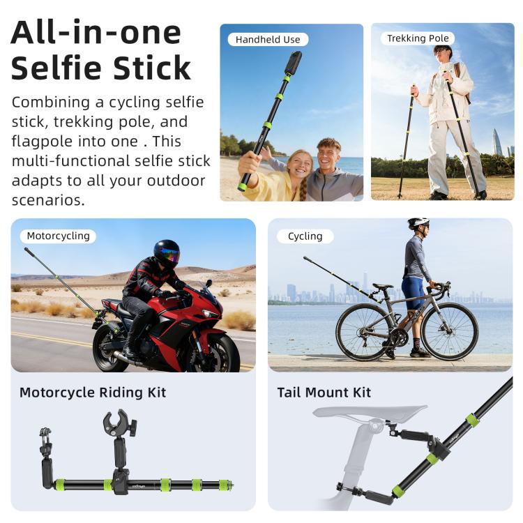aMagisn 1.1m Aluminum Telescopic Selfie Stick for Cycling Photography Camera Monopod, Only Stick, With Trekking Pole Tip
