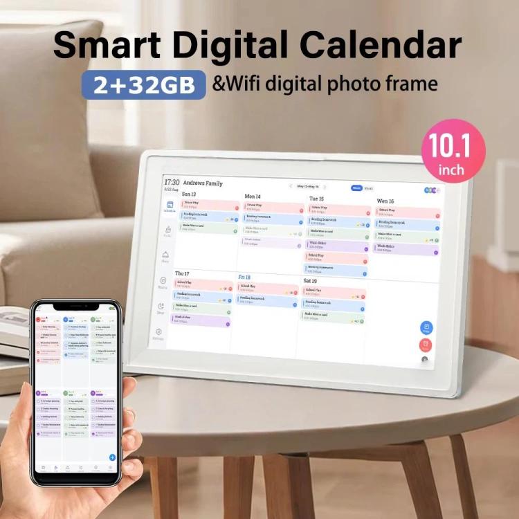 10.1-Inch WiFi Smart Digital Calendar Frame Planner Touchscreen Display With App Control, EU Plug, US Plug, UK Plug, AU Plug