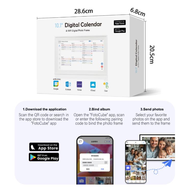 10.1-Inch WiFi Smart Digital Calendar Frame Planner Touchscreen Display With App Control, EU Plug, US Plug, UK Plug, AU Plug