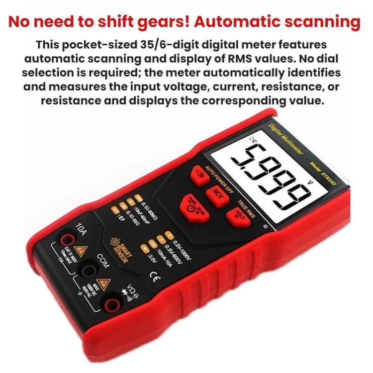 SMART SENSOR High-Precision Multifunctional Portable Automatic Digital Multimeter, ST833D