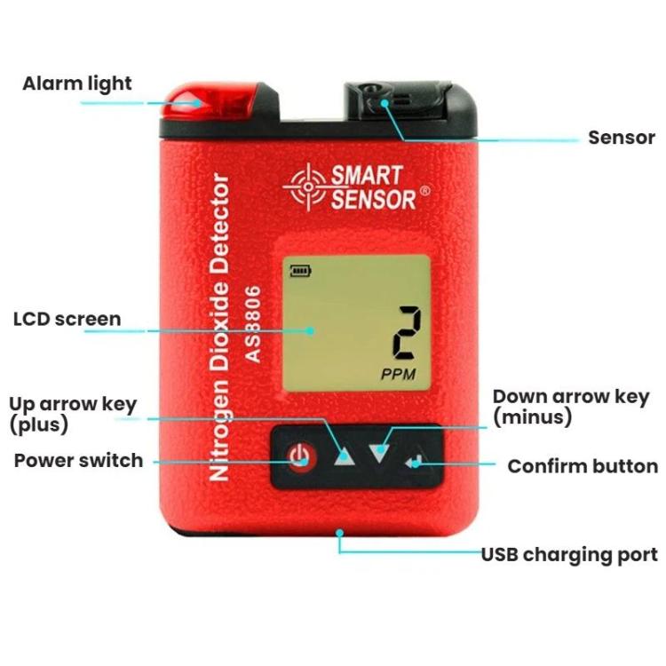 SMART SENSOR Nitrogen Dioxide Gas Concentration Digital Display Detector, AS8806