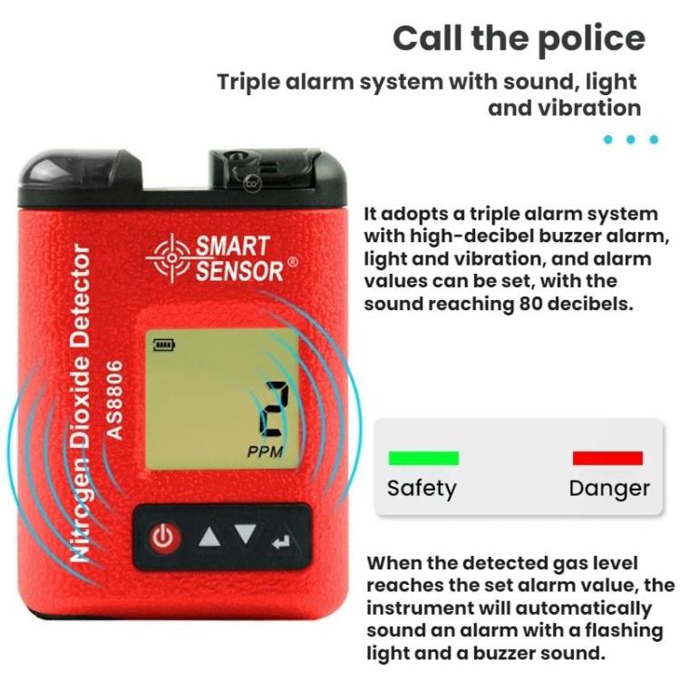 SMART SENSOR Nitrogen Dioxide Gas Concentration Digital Display Detector, AS8806