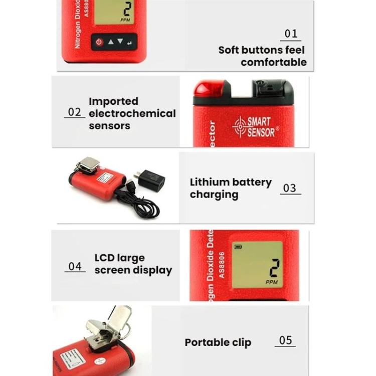 SMART SENSOR Nitrogen Dioxide Gas Concentration Digital Display Detector, AS8806