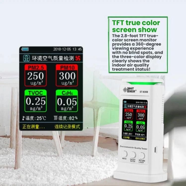 SMART SENSOR Rechargeable Formaldehyde Environmental Air Quality Alarm Detector, ST8306